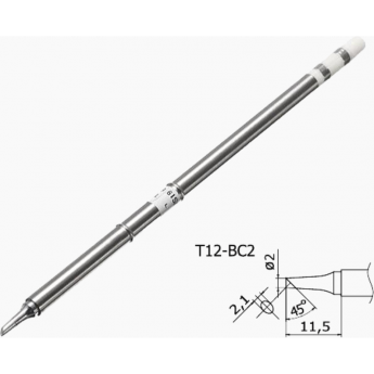 Жало для паяльника BAKON T12-BC2 скошенный цилиндр Ø2.1 мм × 11.5 мм 45° 26A000019
