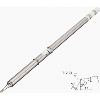 Жало для паяльника BAKON T12-C1 цилиндр со скосом 60° Ø1 мм рабочая длина 12 мм 26A000022