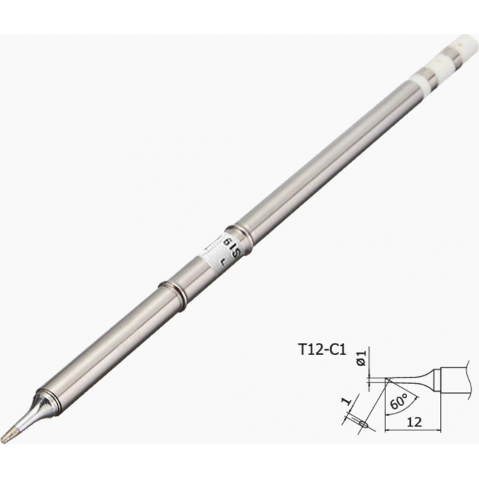 Жало для паяльника BAKON T12-C1 цилиндр со скосом 60° Ø1 мм рабочая длина 12 мм 26A000022
