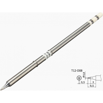 Жало для паяльника клиновидное BAKON T12-D08 ⌀0.8 × 0.5 × 9.5 мм 26A000024