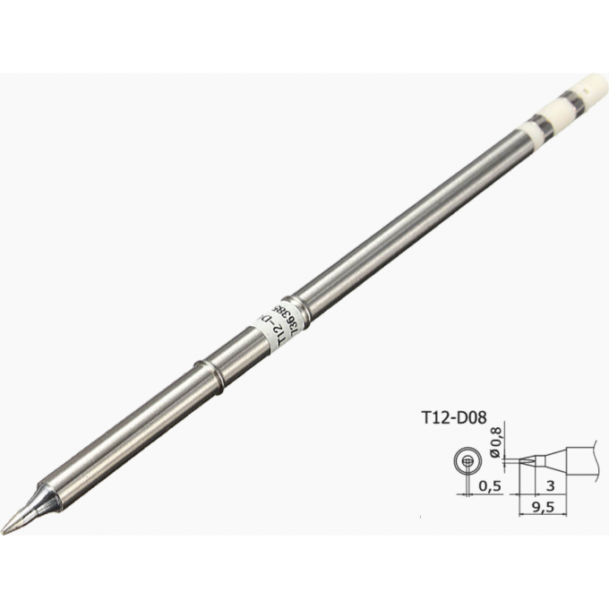 Жало для паяльника клиновидное BAKON T12-D08 ⌀0.8 × 0.5 × 9.5 мм 26A000024